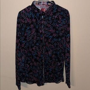 Au Noir Men's Black Shirt Size 5/1XL with Multicolor Dots